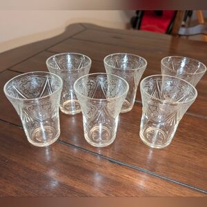 Vintage 6 Piece Royal Lace Depression Etched Glass Tumblers